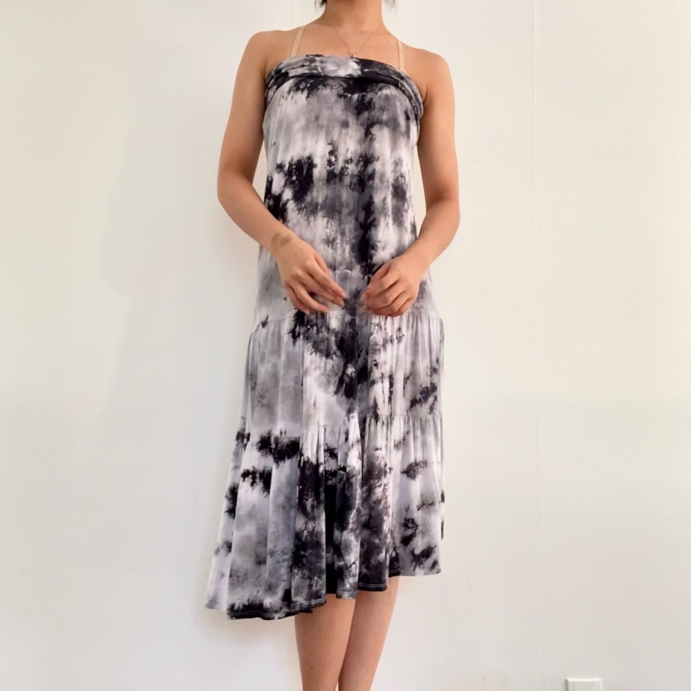 Justice Black and White Tie-Dye Strapless Maxi Dre